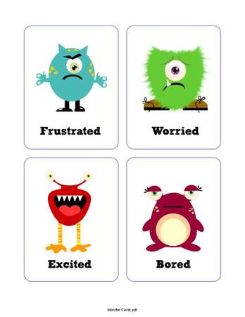 Monster Emotion Cards Printable Page 1